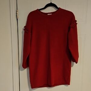 Dex Red Sweater Dress Girls XL See Measures Long Sleeve